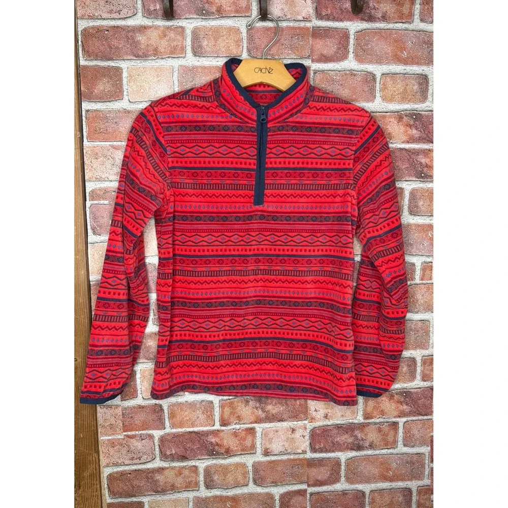 OshKosh Bgosh Kids Red Fair Isle Fleece Quarter Zip Pullover Sweater Size 10